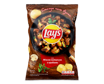 Чипси Lay's смак м'ясна пательня з грибами