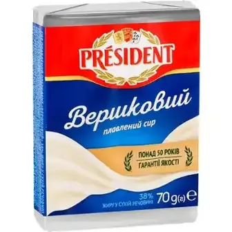 Сир President вершковий плавлений 38% 70 г-President