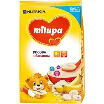 Дитяча каша Milupa молочна Рисова з бананом від 5-ти місяців, 210 г-Milupa