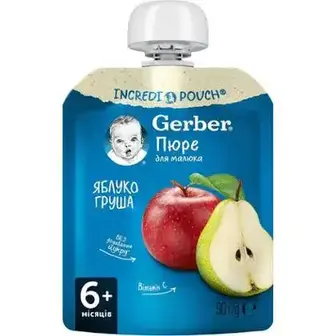 Пюре фруктове Gerber Яблуко і Груша для дітей із 6 місяців, 90 г-Gerber