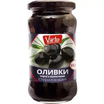 Маслини Varto чорні з кісточкою 350 г-Varto