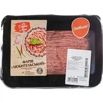 Фарш Глобино Смачно як у мами Любительський м'ясний посічений охолоджений напівфабрикат 500 г-Глобино