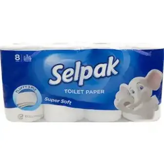 Папір туалетний Selpak Super Soft тришаровий білий 8 шт-Selpak