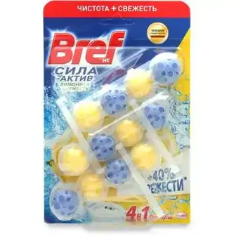 Туалетний блок Bref Power Aktiv Лимонна свіжість 3х50 г-Bref