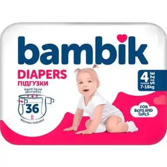 Підгузки дитячі Bambik Maxi 4 7-18 кг 36 шт-Bambik