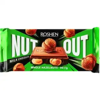 Шоколад Roshen Nut Out молочний з цілим фундуком 90 г-Roshen