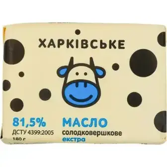 Масло Харківське солодковершкове екстра 81,5 % 180 г-Харківське