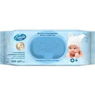 Серветки Smile Baby вологі дитячі з екстрактом череди звіробою і ромашки 100 шт-Smile