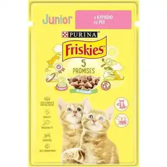 Вологий корм Friskies Junior для кошенят шматочки у підливці з куркою 85 г-Friskies