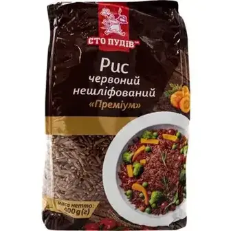 Рис Сто пудів червоний нешліфований 0.4 кг-Сто пудів