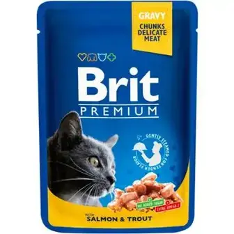 Корм для котів Brit Premium вологий з лососем і фореллю 100 г-Brit