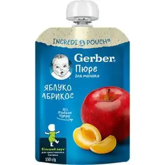 Пюре фруктове Gerber з яблук та абрикосів для дітей із 6 місяців, 150 г-Gerber