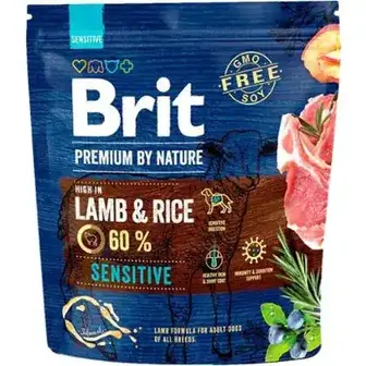 Сухий корм Brit Premium Sensitive Lamb для собак з чутливим травленням зі смаком ягня 1 кг-Brit