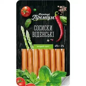 Сосиски Ювілейний Преміум Віденські вищий сорт 235 г-Ювілейний