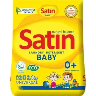 Порошок пральний Satin Organic Balance для дитячих речей автомат 2.4 кг-Satin