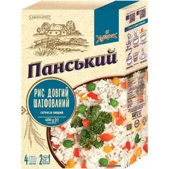 Рис Хуторок Панський довгий шліфований 4 пакети для варки по 100 г-Хуторок