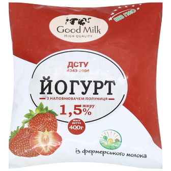 Йогурт Good Milk полуниця 1,5% 400г