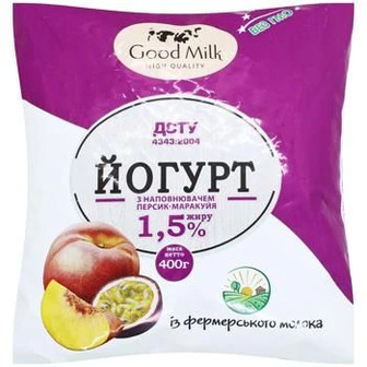 Йогурт Good Milk Персик-маракуйя 1,5г 400г