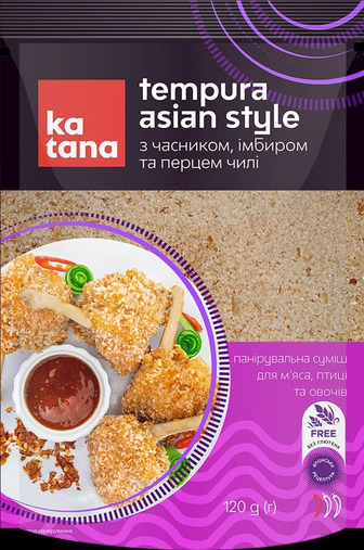 Суміш панірувальна Katana Tempura Asian Style без глютену  120 г з часником, імбиром та перцем чилі