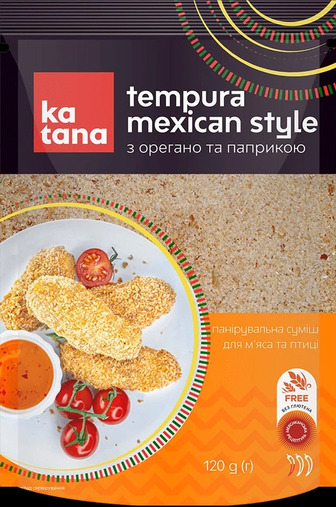 Суміш панірувальна Katana Tempura Mexican Style без глютена 120 г з орегано та паприкою