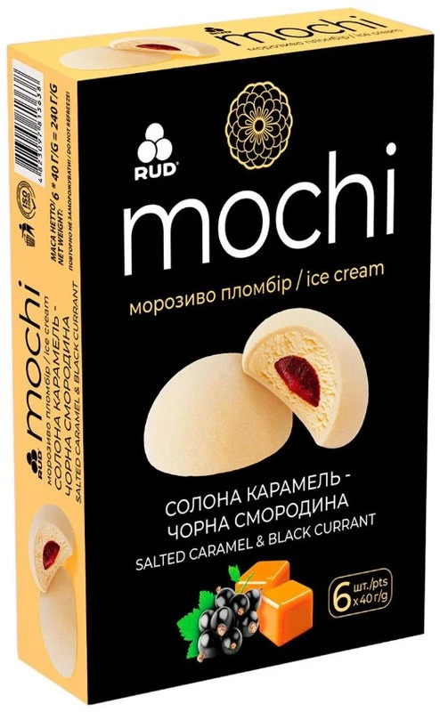 Мороженое Mochi соленая карамель-черная смородина Рудь, 6х40 г