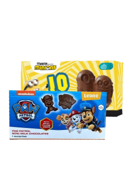 Шоколад Leone молочний Щенячий патруль, Minions фігурки, 100 г