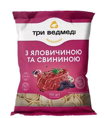 Пельмені Три Ведмеді з яловичиною та свининою 700г