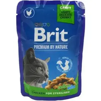 Корм для стерилізованих котів Brit Premium вологий з куркою 100 г-Brit