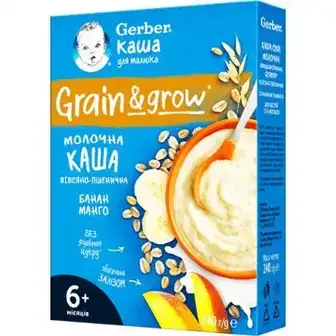 Дитяча каша Gerber молочна Вівсяно-пшеничне Банан, Манго від 6 місяців, 240 г-Gerber