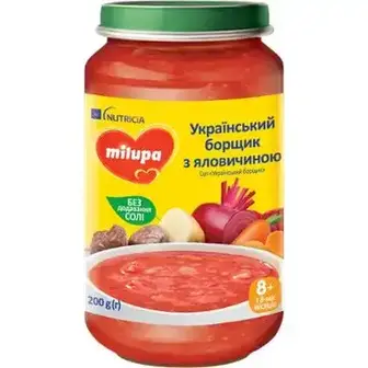 Суп-пюре овоче-м'ясне Milupa Український борщ для дітей від 8 місяців 200 г-Milupa