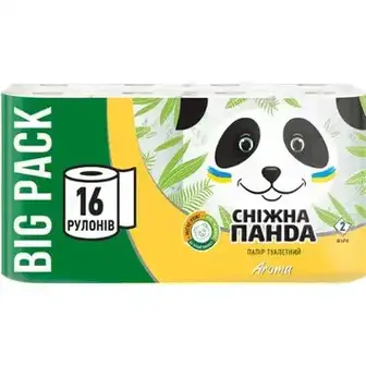 Папір туалетний Сніжна панда Aroma 2-x шаровий 16 шт-Сніжна панда