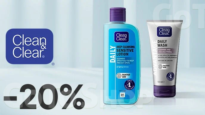 -20% на засоби для догляду за обличчям Clean &amp; Clear