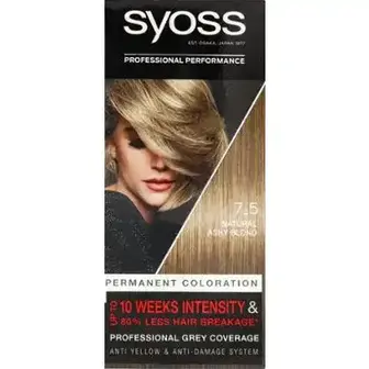 Крем-фарба для волосся Syoss Permanent Coloration Попелястий русявий №7-5