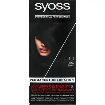 Крем-фарба для волосся Syoss Permanent Coloration Чорний №1-11