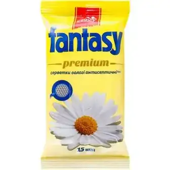Серветки вологі Fantasy Premium антисептичні 15 шт.