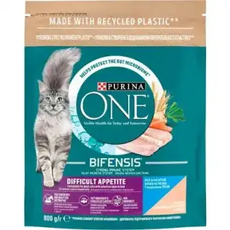 Сухий корм PURINA ONE Difficult Appetite для дорослих котів з вибірковим смаком у їжі з тріскою та фореллю 800 г