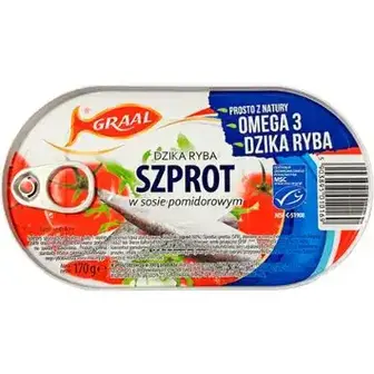 Шпроти Graal копченні в томатному соусі 170 г