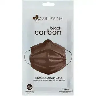 Маска захисна Abifarm Блек Карбон стерильна 5 шт