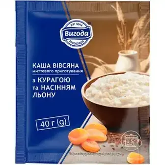 Каша миттєвого приготування Вигода вівсяна з курагою та насінням льону 40 г