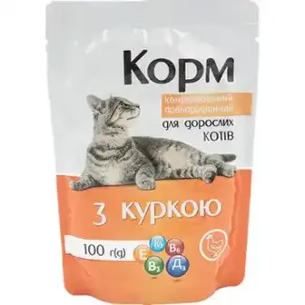 Корм для котів ЧИСТА ВИГОДА! з куркою 100 г