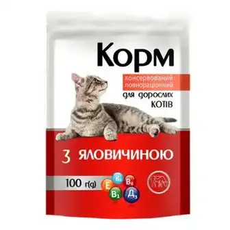 Корм для котів ЧИСТА ВИГОДА! з яловичиною 100 г