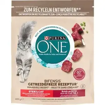 Корм Purina One для стерилізованих котів з яловичиною 600 г