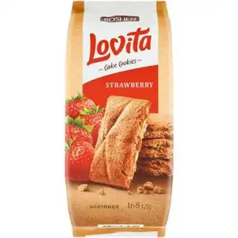 Печиво Roshen Lovita Cake Cookies здобне з полуничною начинкою 168 г