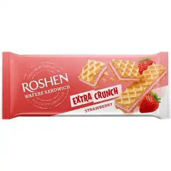 Вафлі Roshen Wafers Sandwich Crunch Полуниця 142 г