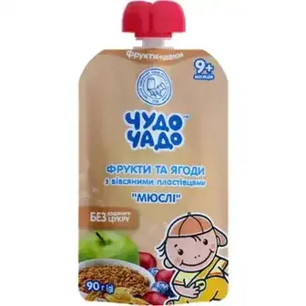 Пюре Чудо-Чадо Мюслі фрукти і ягоди з вівсяними пластівцями 90 г