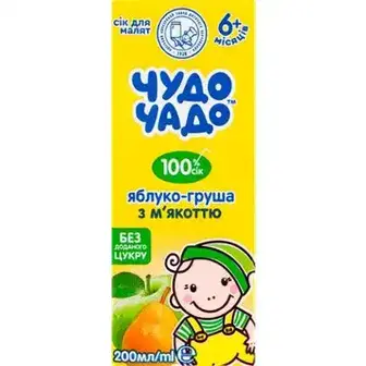 Сік Чудо-чадо яблуко та груша з м'якоттю 200 мл