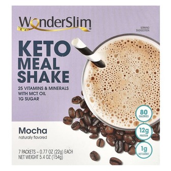 WonderSlim, коктейль Keto Meal, мокко, 7 пакетиків по 22 г (0,77 унції).