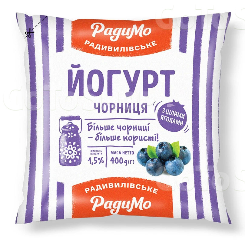 Йогурт РадиМо Чорниця 1,5% 400г