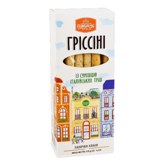 Гріссіні «Рум'янець» з сумішшю італійських трав 125г