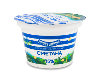 Сметана Простонаше 15% стакан 180г